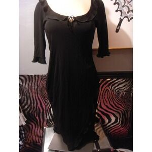 A.B.S by Allen Schwartz M black dress tie neck ruffle design